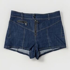 Cinq‎ a Sept Womens Shorts Size 12 Sailor Blue Denim High Rise Zipper Pocket